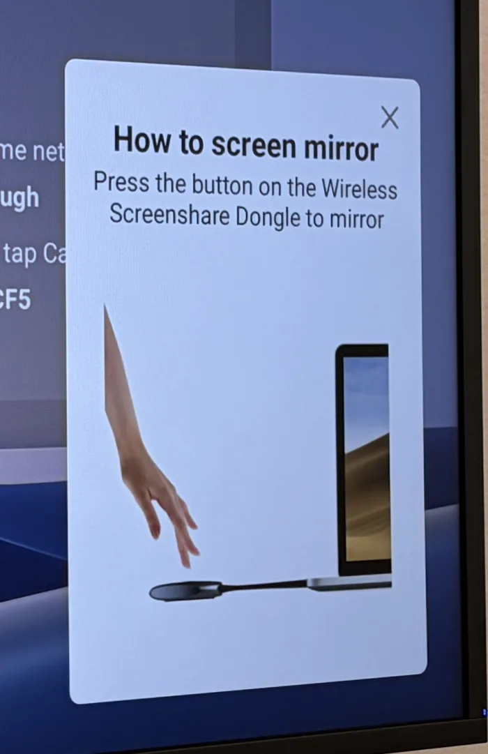 the prompt on the TV, bottom right
